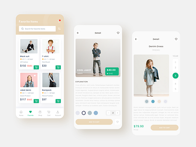 Kids wear app app design children clean concept e commerce fashion kids mobile school ui wear