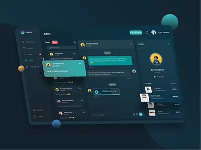 Customer Relationship Management (CRM) - Chat Darkmode agensip black branding clean colorful conversations crm crm chat dashboard design graphic design messages neon notifications pop ui uiux ux