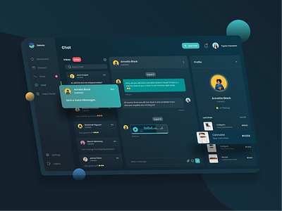 Customer Relationship Management (CRM) - Chat Darkmode agensip black branding clean colorful conversations crm crm chat dashboard design graphic design messages neon notifications pop ui uiux ux