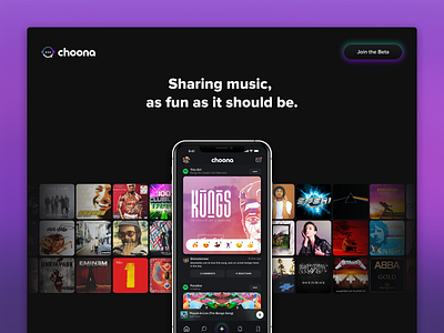 Choona Beta Landing Page beta blur choona design gradient landing landing page marketing marketing site music ui ux web web design website