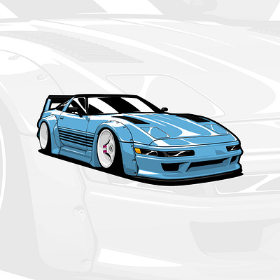 Corvette C4 Widebody art auto automotive c4 car cars corvette design drawing illustration logo style vector