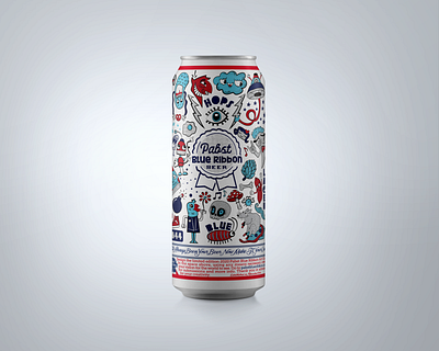 PBR submission 2020 alcohol branding beer beer art beer label branding can cartoon contest freelance fun graphic design illustration label logo pabst blue ribbon pbr side project