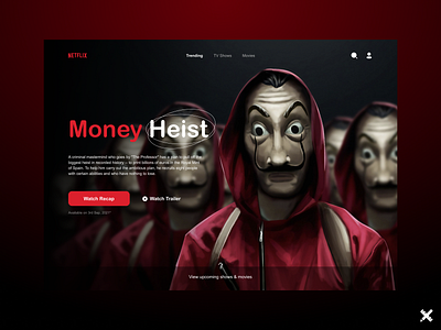 Money Heist Landing Page (Netflix) clean design dribbble dribbble best shot entertainment landing page minimal money heist netflix product tv show typography ui uiux ux uxui video web webdesign website