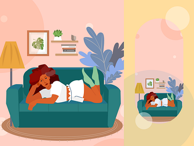 lazy day ai design girl illustration ui vector