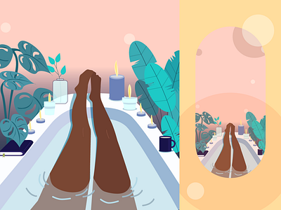 bathroom time ai design girl illustration ui vector