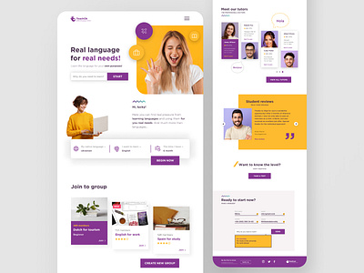 Language online school landing page branding design graphic design illustration landing landing page language logo online school page school ui ui ux ui design uidesign uiux ux ux ui uxui web design