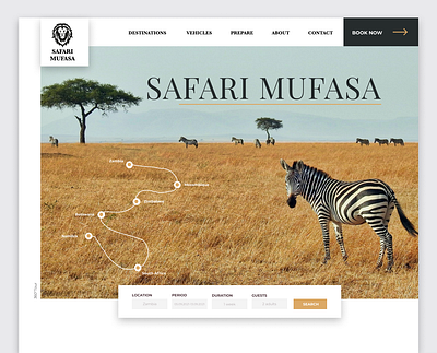 Hero section for "SAFARI MUFASA" branding hero safari ui webdesign