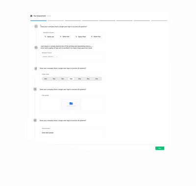 Assessment Design answer assessment design dashboard design design interface landing motion graphics question question answer design template ux