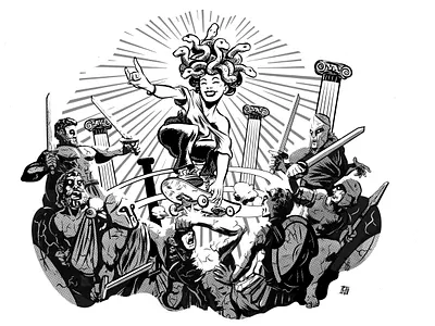 Medusa´s New Skatepark blackandwhite characterdesign comic comics digital illustration ink screentone