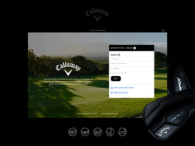 Callaway :: Login bold branding golf iconography icons interface login signup sports ui ux web web design