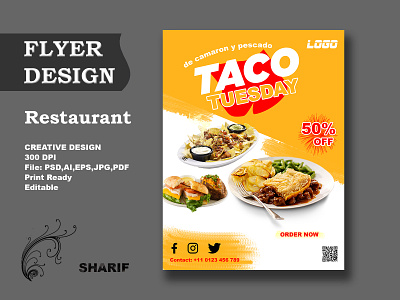 Restaurant Flyer Design brand branding brochure business card corporate design design flyer flyer design graphic design illustrator photoshop restaurant restaurant flyer design sharif