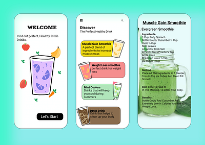 HEALTHY DRINKS app design prototype ui uiux ux