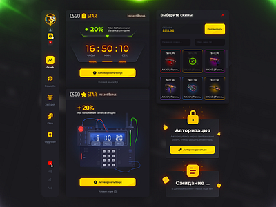 UI game interface elements app casino cs go dark app dark ui design desktop gambling game design game interface game ui games interface nft nft game open case romanov design ui ux web design