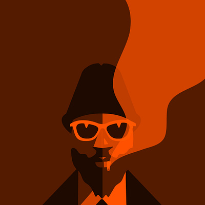 Thelonious flat illustration jazz minimal minimalism minimalist music orange piano theloniousmonk vector