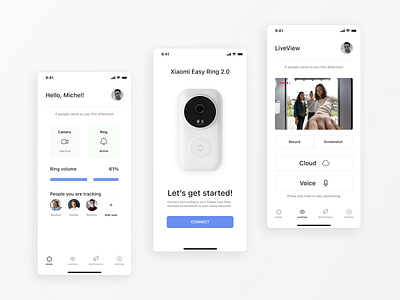 Smart Doorbell / Smart Ring App app app design clean clean ui concept design electronic home home automation minimal mobile ui remote control smart smart app smart device smart house smarthome trendy ui ux