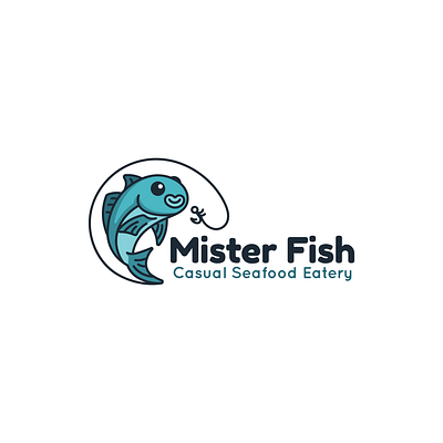 Fish Logo blue character design design fish fish logo graphic design illustration logo logo design sea sea food sea food logo sea logo vector