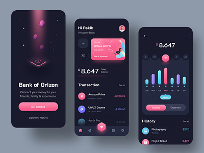 Orizon Bank App Design app app design bank app banking banking app finance app financial fintech fintech app ios app mobile app mobile banking mobileapp online bank app online banking online wallet ui ux wallet wallet app