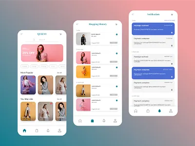 QUEENY - Fashion E-commerce Mobile App app graphic design mobile app ui uiux ux