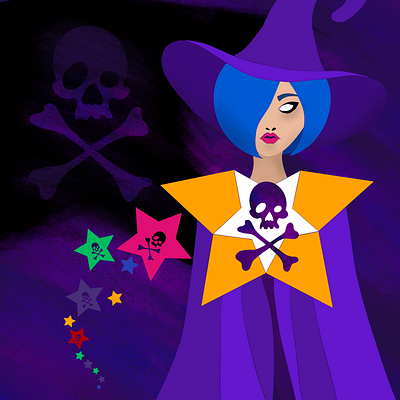 Star Witch character design halloween illustration inktober procreate purple witch