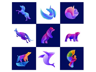 animal gradient logo collection animal app branding commerce company gradient graphic design icon illustration logo logo app logocompany logolounge logomaker logomark media monoline shop vector web