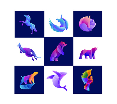 animal gradient logo collection animal app branding commerce company gradient graphic design icon illustration logo logo app logocompany logolounge logomaker logomark media monoline shop vector web
