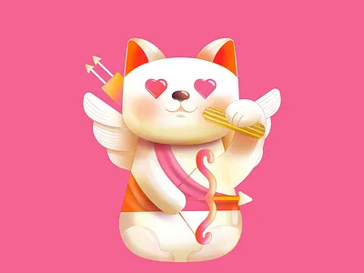 lucky cat of love cat characterdesign cupid love neko