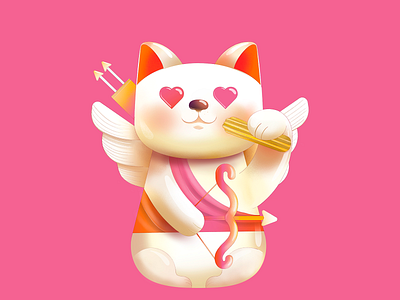 lucky cat of love cat characterdesign cupid love neko