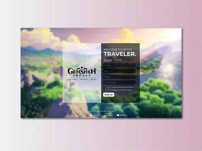 Daily UI #1: Genshin Impact Signup Page daily ui dailyui design graphic design screen ui ui design