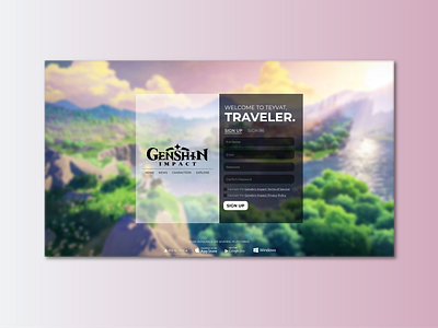 Daily UI #1: Genshin Impact Signup Page daily ui dailyui design graphic design screen ui ui design