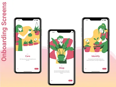 GrowEasy - Plant Store App Onboarding Screens design illustraion ui ux vector