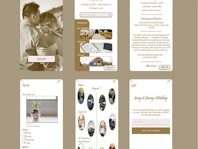 Wedding Announcement app design couples engagement figma graphic design marriage mobile mobile ui rsvp ui ui design ux webdesign wedding wedding announcement wedding invite