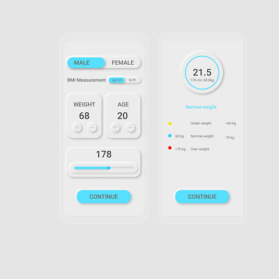 BMI APP bmi bmi app bmi ui bmi ux neumorphism ui ux