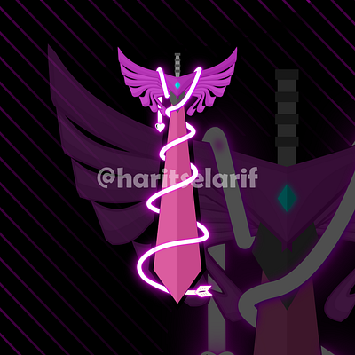 Sword Illustration Vector branding bright cartoon design gaming graphic design haritselarif illustration illustrator logo logo designer neon png portfolio purple sword sword illustration ui vector weapon