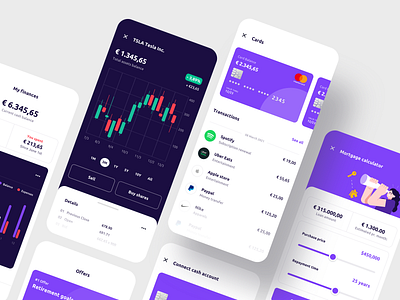 Vizier - mobile app android app bank banking candle chart chart data finance fintech goal illustration mobile money navigation scope stocks track ui