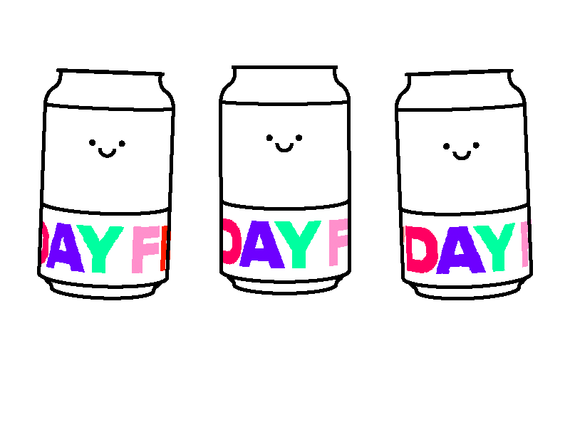 Happy Friday animation bounce cans character cute drinking gif loop love motion graphics retro tags tgif tinnie wow
