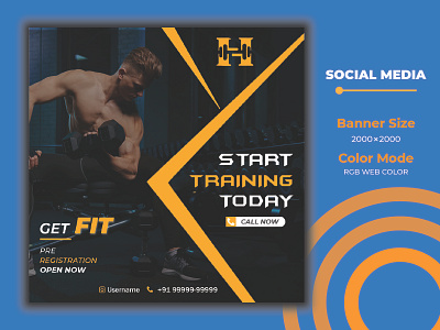 Social Media Gym Sports Banner Template Design branding design fitness fitness gym flyer design graphicdesign gym flyer illustration logo poster design promotional design trending design vector