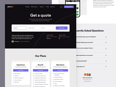 Glofox - Pricing Page corporate fitness gym interface platform saas software ui web