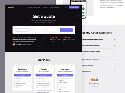 Glofox - Pricing Page corporate fitness gym interface platform saas software ui web