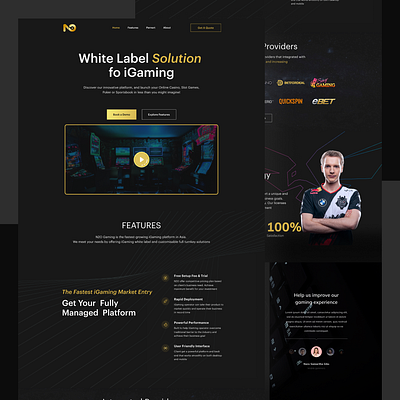 Landing Page N2O Gaming dakmode design designchallenge exploration game gaming gamming ui user interface website