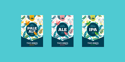 Two Birds Brewery - Beer Labels abstract beer beer label beer packaging bird birds brand identity brewery brewery branding illustration logo modern