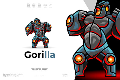 robotic angry gorilla logo angry animal animal art animal illustration ape apes blue branding cyber design futuristic gorilla graphic design illustration logo mammal mammals raging robotic wild