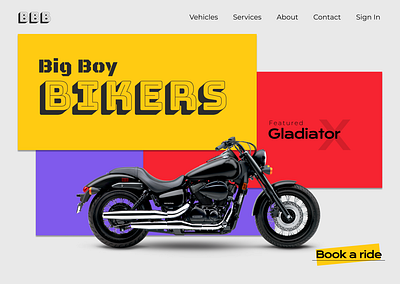 Landing page of a motorcycle website branding graphic design ui web design