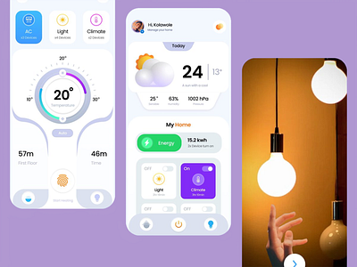 Smart Home App ac devices app design automative home calming atmosphere clean layout climate comfort control easy home automation energy home automation intuitive design light my home smart app smart home user interface ux weather data white mode