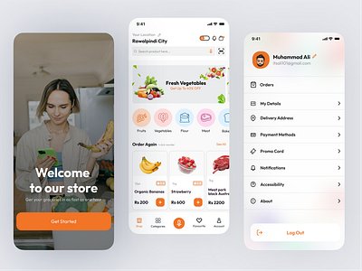 Get Delivered Grocery App Ui Design adobexd appdesign branding design illustration interaction design logo ui uidesign user interface design ux research