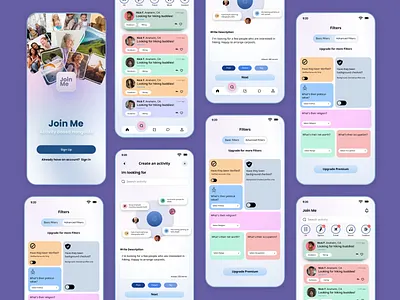 JoinMe-Activity Based Hangouts App design activityapp appdeisgn mobileapp ui uiux uivisuals
