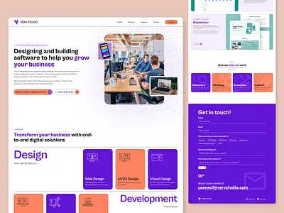 Verv Studio Landing Page Design branding brutalist colorful dailyui design design agency digital studio graphic design illustration landing page logo popular trendy ui ux web design website