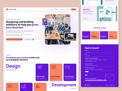 Verv Studio Landing Page Design branding brutalist colorful dailyui design design agency digital studio graphic design illustration landing page logo popular trendy ui ux web design website