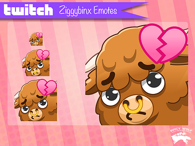 Heartbroken Cow Emote character character design emote icon design illustrator twitch vector