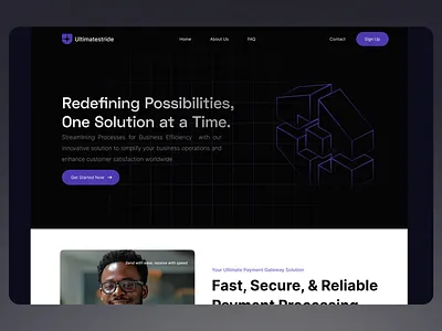 Ultimatestride: Business development website business business efficiency business solutions customer satisfaction customer service dark theme fast innovative design marketing one solution payment productivity professional design secure streamline tech savvy ui user experience web design website