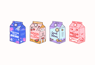 Drinks for Happiness drinks good vibes graphic design illustration milk positive